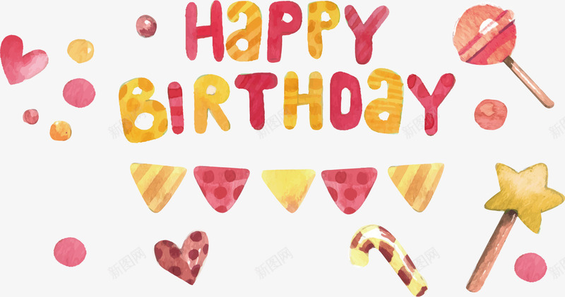 可爱生日背景矢量图ai免抠素材_新图网 https://ixintu.com 可爱素材 生日 生日矢量 矢量图