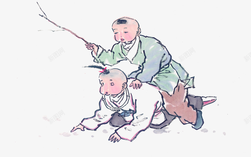 中国风插画png免抠素材_新图网 https://ixintu.com 中国风 在一起 我们在一起 朋友 游戏