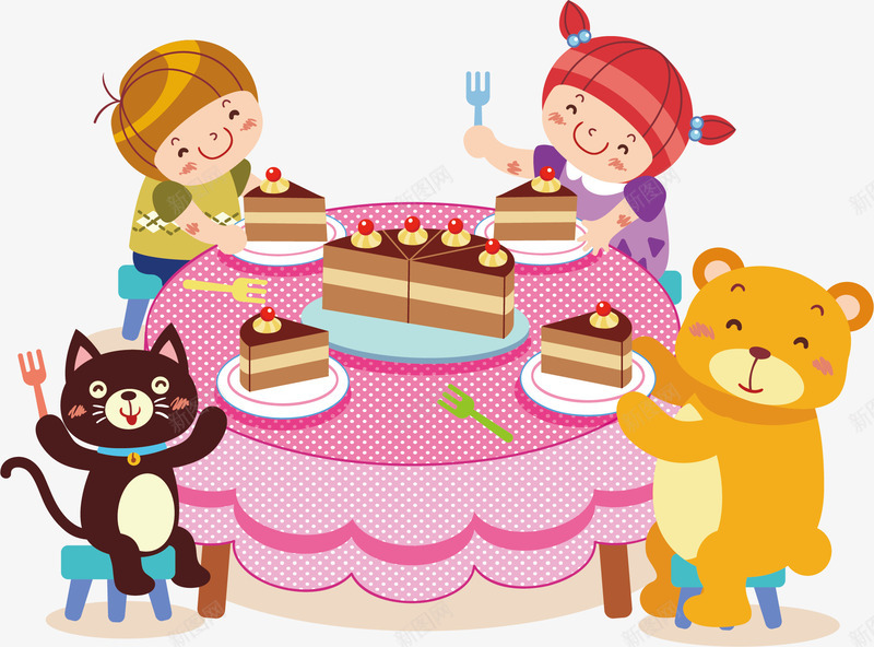生日聚餐矢量图ai免抠素材_新图网 https://ixintu.com 卡通商务聚餐 商务聚餐 商务聚餐卡通 生日 聚餐 聚餐的人 矢量图