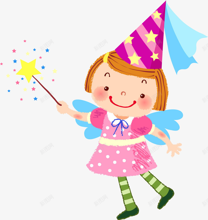 带着生日帽子的小女孩png免抠素材_新图网 https://ixintu.com 人 卡通 小女孩 手绘