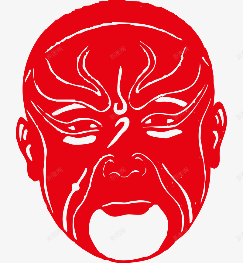 男花旦图psd免抠素材_新图网 https://ixintu.com 京剧 剪纸 国粹 脸谱 花旦