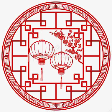 中国风窗花png免抠素材_新图网 https://ixintu.com 中国风 剪纸 窗花 红色剪纸 红色灯笼
