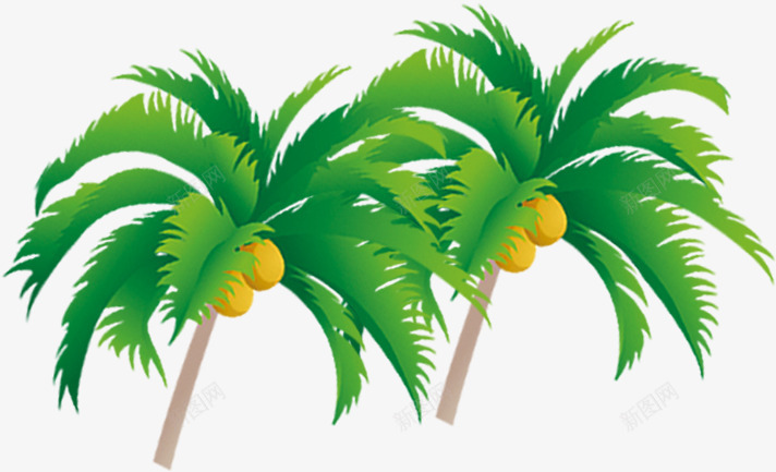 卡通椰树夏日海报png免抠素材_新图网 https://ixintu.com 卡通 夏日 椰树 海报 素材