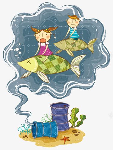 卡通想象插画png免抠素材_新图网 https://ixintu.com 乘坐鱼 卡通 大鱼 孩子 手绘 插画