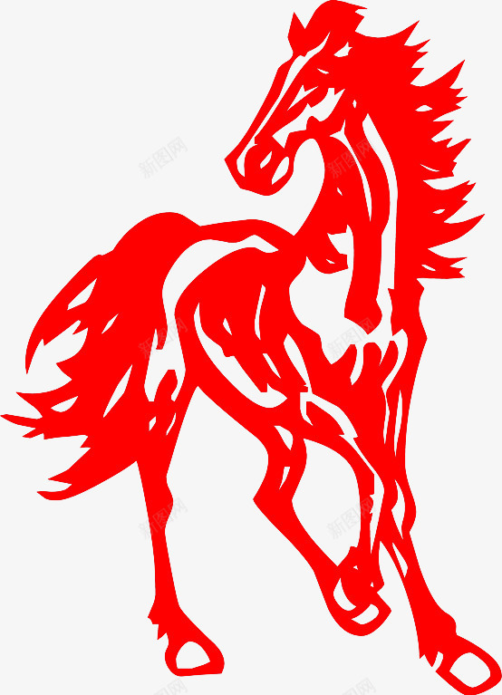 剪纸马png免抠素材_新图网 https://ixintu.com 剪纸 窗花 红色 马