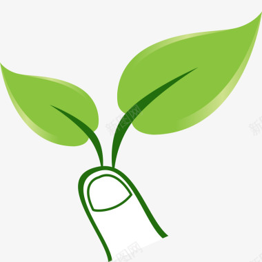 卡通绿色叶子植物图图标图标