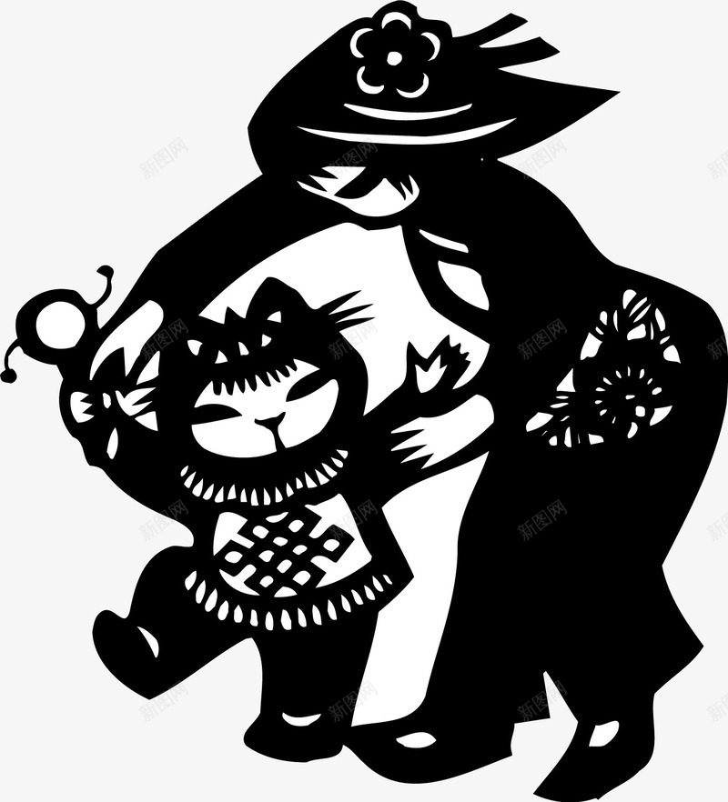 浓浓的母爱剪纸1图标png_新图网 https://ixintu.com 伟大的母爱 剪纸 母亲节 母子互动 母抱婴 矢量人物