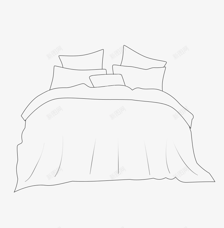 简单线条勾画的床png免抠素材_新图网 https://ixintu.com 元素 床 简单 线状