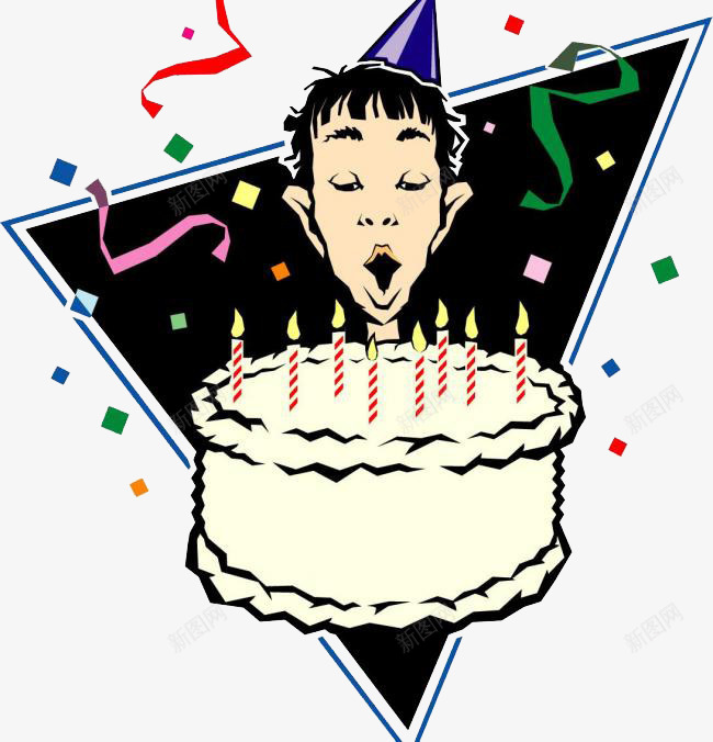 吹生日蜡烛的卡通人png免抠素材_新图网 https://ixintu.com 吹蜡烛 生日 节日 蛋糕 蜡烛