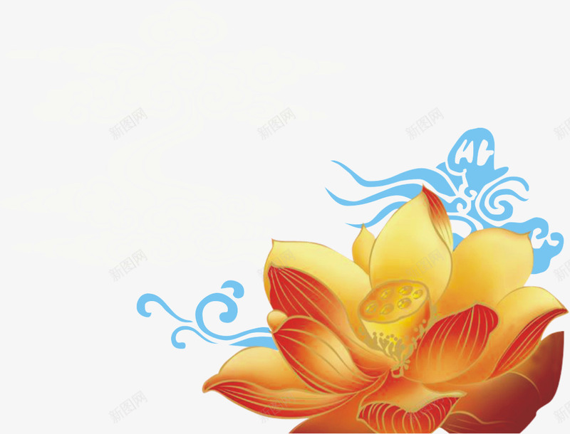 莲花装饰图png免抠素材_新图网 https://ixintu.com 创意 莲花 装饰图 金色