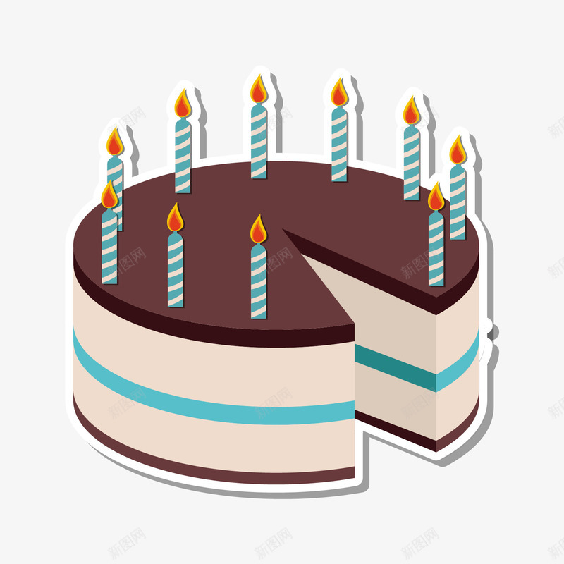 蛋糕png免抠素材_新图网 https://ixintu.com 巧克力 平面设计 扁平化 点心 生日蛋糕 蜡烛 西点 餐饮美食