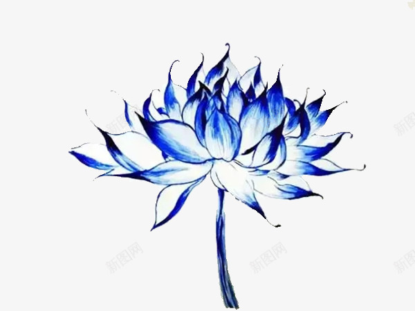 蓝莲花png免抠素材_新图网 https://ixintu.com 手绘 莲花 蓝色 蓝莲花