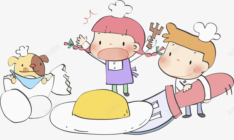 水彩孩子png免抠素材_新图网 https://ixintu.com 动物 卡通 孩子 宠物 小狗 手绘 美食 食物 鸡蛋