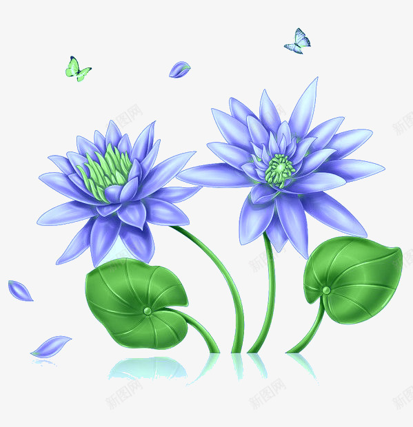 蓝莲花儿图案png免抠素材_新图网 https://ixintu.com 花儿 花朵 莲花 蓝莲花