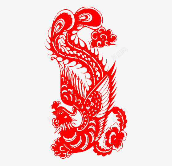 中国风剪纸窗花png免抠素材_新图网 https://ixintu.com 中国风 凤凰 凤凰纹饰 剪纸 窗花 红色