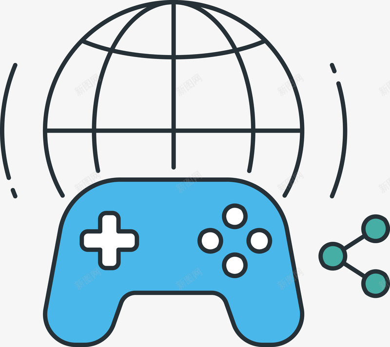 游戏分享图标png_新图网 https://ixintu.com 卡通装饰 扁平化 游戏分享 矢量图案 线性装饰 设计图