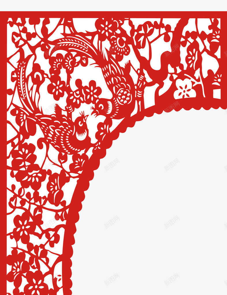 剪纸艺术边框装饰喜鹊迎春png免抠素材_新图网 https://ixintu.com 剪纸 喜鹊 红色 艺术 边框装饰
