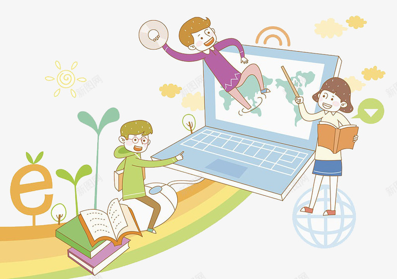 学知识的孩子png免抠素材_新图网 https://ixintu.com 努力 勤奋 卡通手绘 奋斗 学习 学习场景 学知识 电脑 看书 讲课