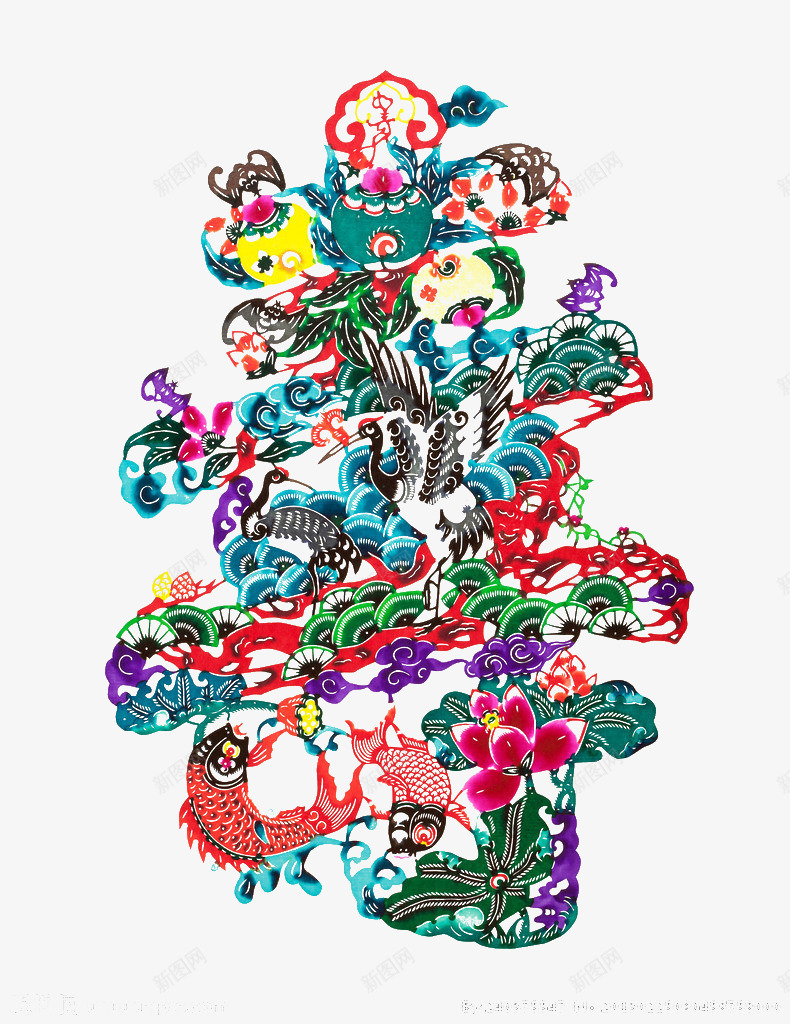 剪纸画寿png免抠素材_新图网 https://ixintu.com 中国风 剪纸画 寿 彩色 装饰