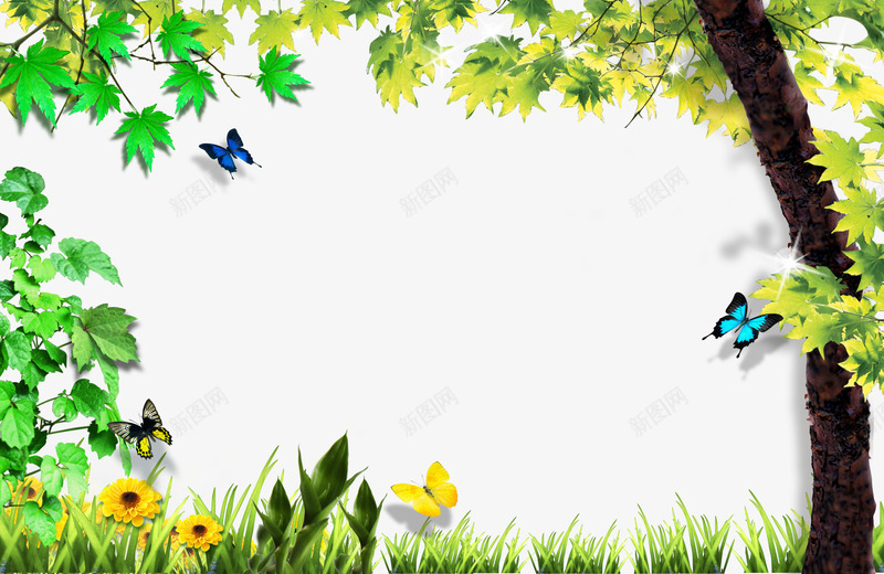 绿色边框png免抠素材_新图网 https://ixintu.com 小清新素材 文字背景图形 树叶 绿色植物 绿色环保 绿色边框 花边