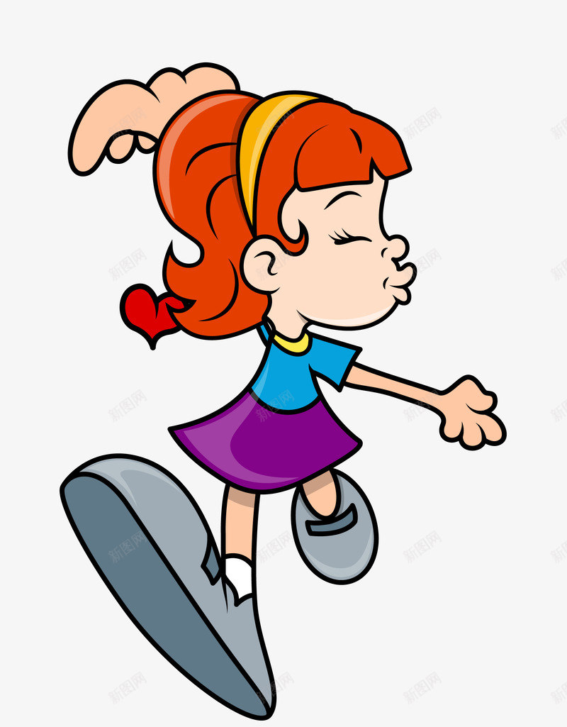 卡通闭眼接吻的女孩png免抠素材_新图网 https://ixintu.com 卡通女孩 卡通手绘 孩子 接吻 漫画女孩