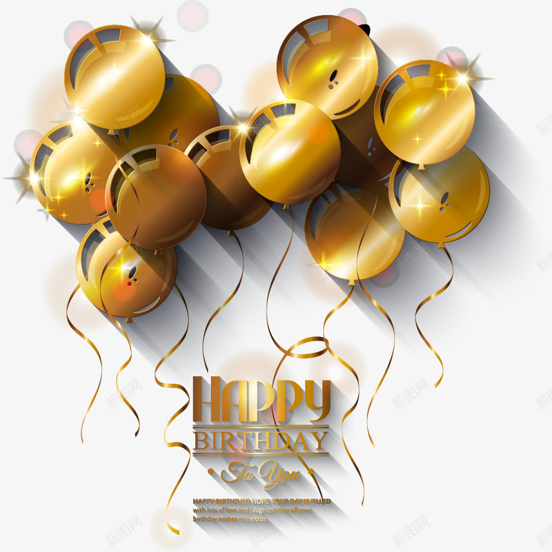生日快乐金色主题片矢量图eps免抠素材_新图网 https://ixintu.com 生日快乐 生日快乐主题素材 生日快乐金色主题矢量图片 矢量图