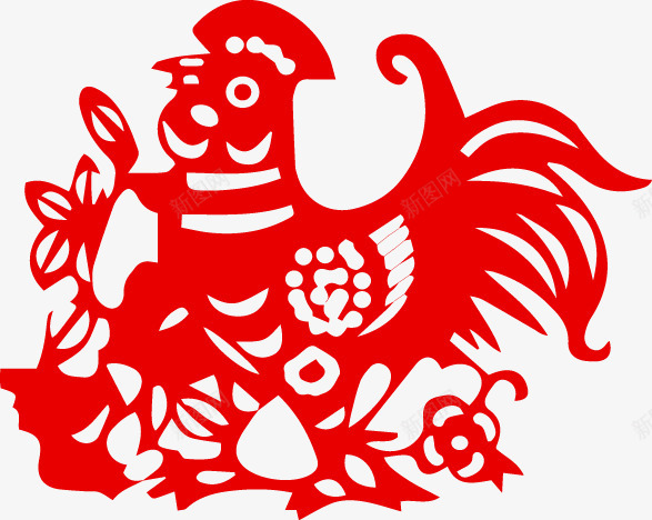 中国风剪纸十二生肖鸡png免抠素材_新图网 https://ixintu.com 中国风 剪纸 十二生肖 鸡