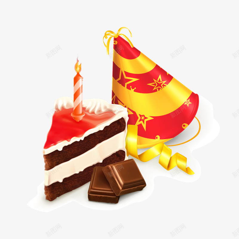 生日元素矢量图ai免抠素材_新图网 https://ixintu.com 元素 巧克力 帽子 生日 蛋糕 矢量图