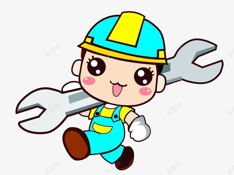 小小修理工psd免抠素材_新图网 https://ixintu.com 安全帽 小小修理工 工具 帮手