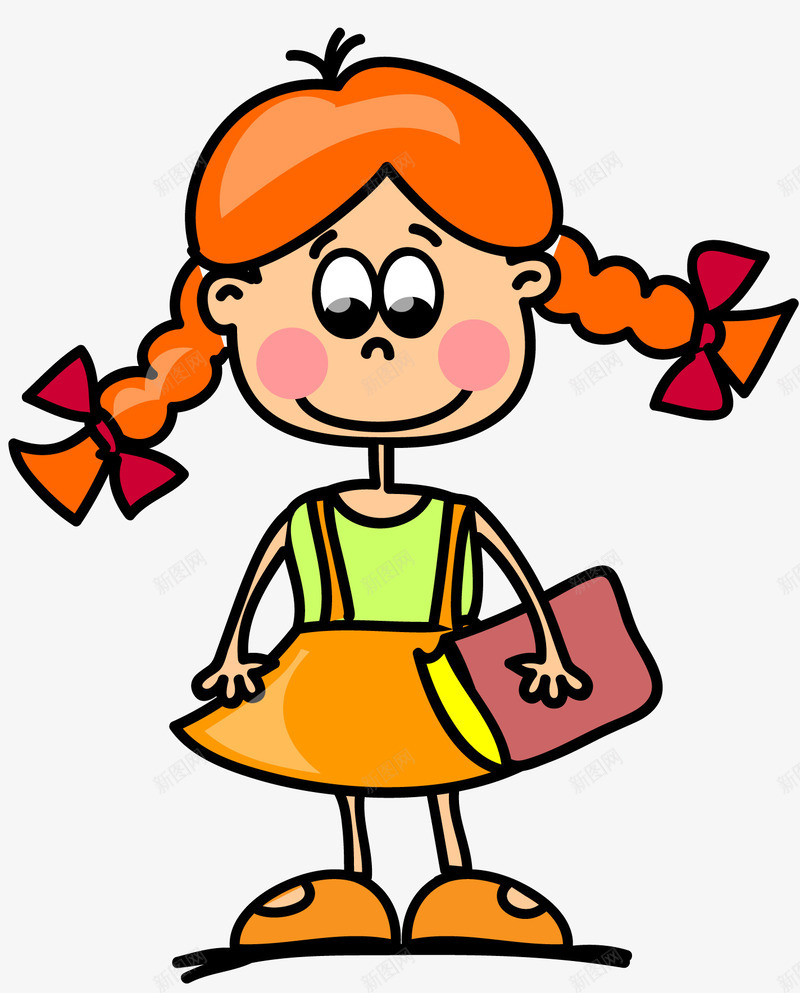 手绘读书的女孩子png免抠素材_新图网 https://ixintu.com 卡通 可爱 小女孩 手绘 读书
