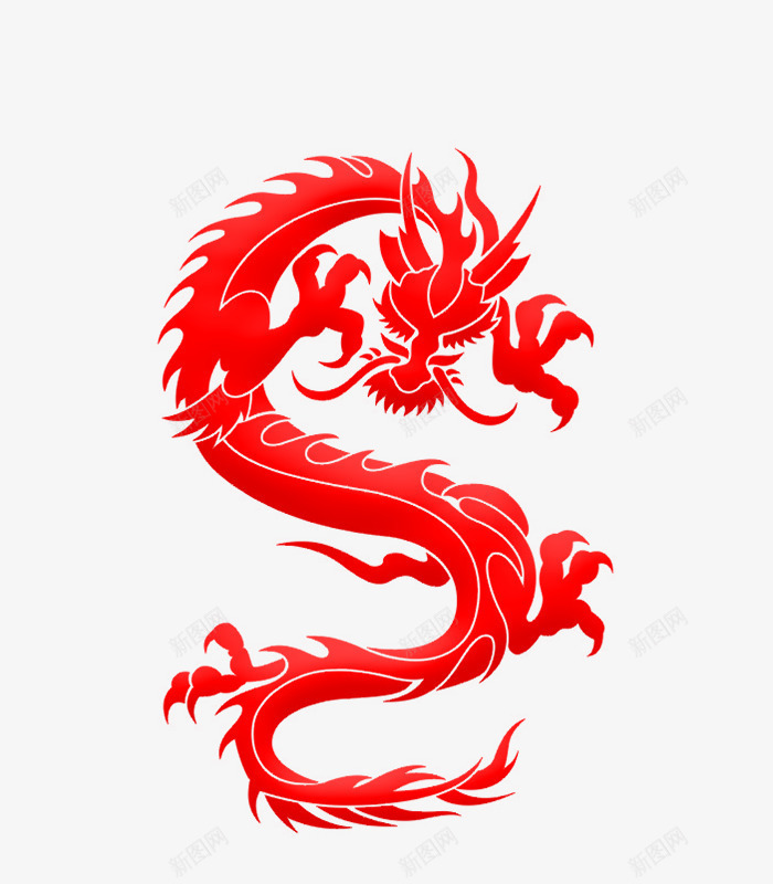 简约经典中国龙剪纸广告png免抠素材_新图网 https://ixintu.com 中国龙 剪纸样式 剪纸设计 广告设计 海报设计 红色中国龙