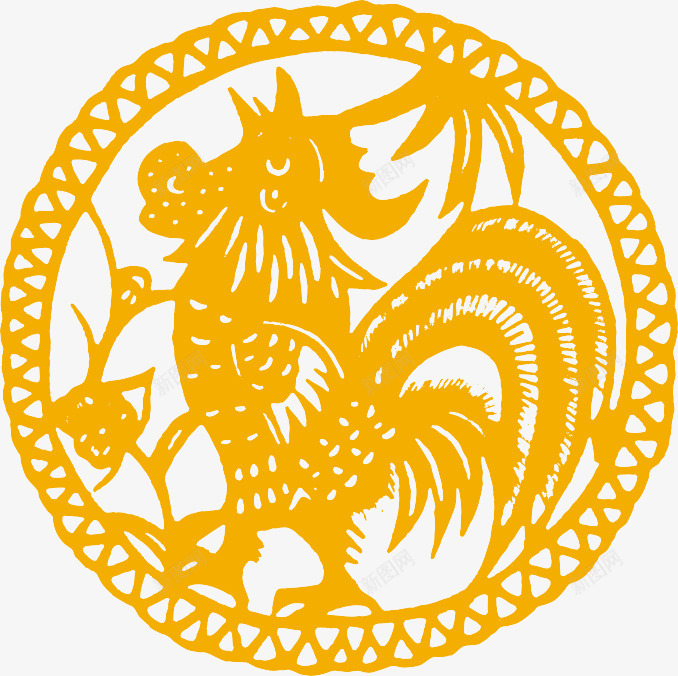 中国风圆形剪纸鸡png免抠素材_新图网 https://ixintu.com 中国风 十二生肖 圆形剪纸 鸡