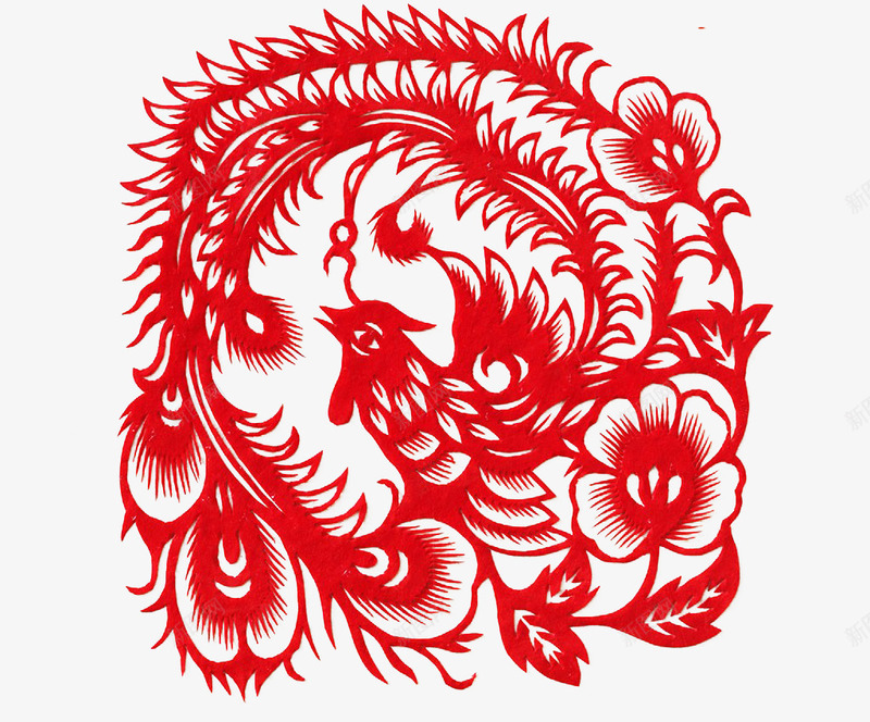 凤凰剪纸png免抠素材_新图网 https://ixintu.com 传统 凤凰 凤凰纹饰 剪纸 窗花