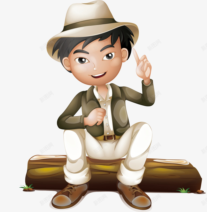 坐在木桩上的孩子png免抠素材_新图网 https://ixintu.com 春游 木桩 矢量素材 野外探险