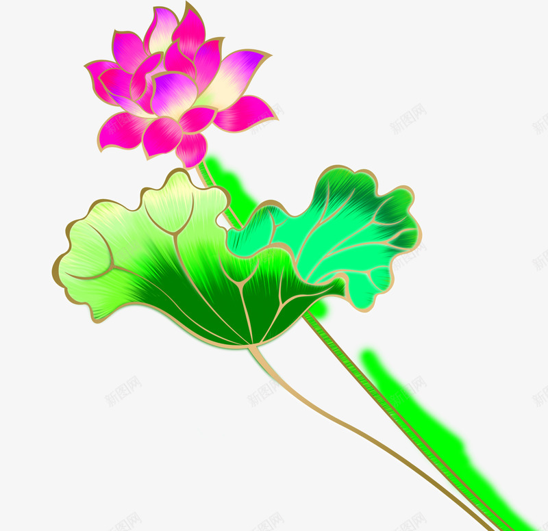 创意手绘合成盛开的莲花荷叶png免抠素材_新图网 https://ixintu.com 创意 合成 盛开 荷叶 莲花