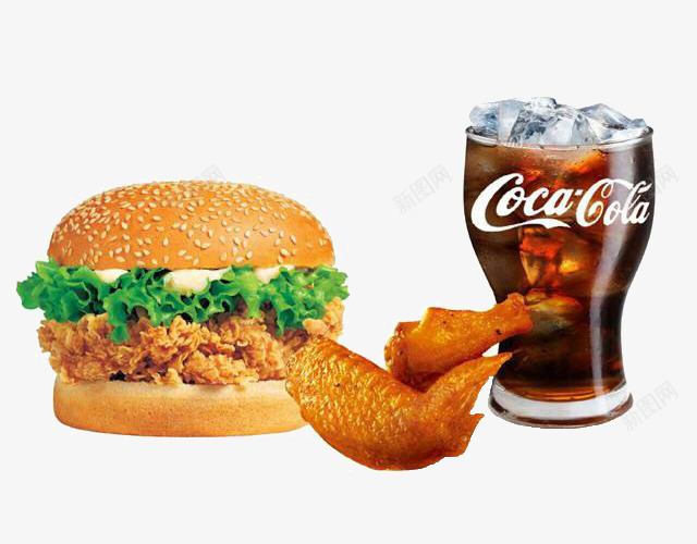 优惠套餐png免抠素材_新图网 https://ixintu.com 可乐 香辣鸡翅 鸡肉 鸡腿堡