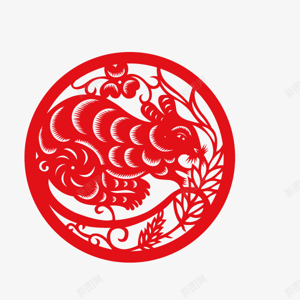 剪纸十二生肖老鼠png免抠素材_新图网 https://ixintu.com 剪纸 十二生肖 老鼠