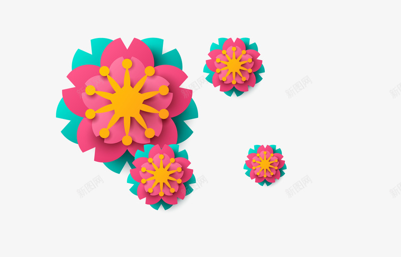 3D立体花朵装饰png免抠素材_新图网 https://ixintu.com 3D剪纸 3D微立体 3D新式背景 3D立体纸雕 3D立体花朵 3D视觉效果