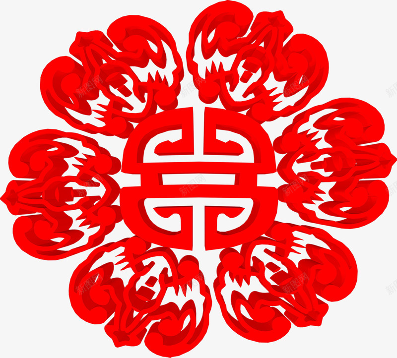 红色立体剪纸中秋海报png免抠素材_新图网 https://ixintu.com 中秋 剪纸 海报 立体 红色