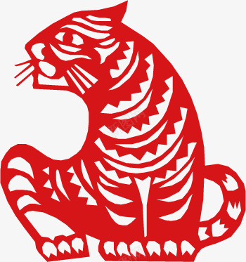 十二生肖剪纸png免抠素材_新图网 https://ixintu.com 剪纸 十二生肖 古典 寅虎 画像 红色 老虎 老虎窗花免抠