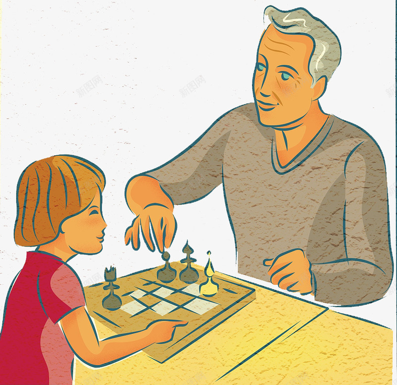 插图爷爷与孩子下棋png免抠素材_新图网 https://ixintu.com 下棋 亲子插图 亲子温馨插画 爷爷与孩子 男孩 老人 老人和孩子 观看下棋卡通