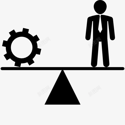 平衡之间的齿轮和商人图标png_新图网 https://ixintu.com 人 商业 商人 工人 平衡 齿轮