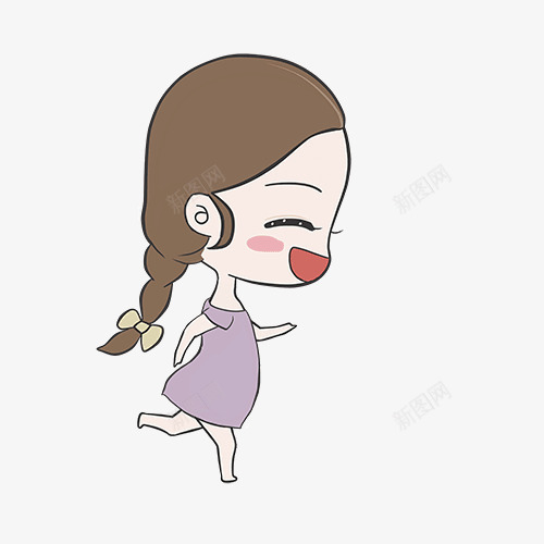 麻花辫女孩png免抠素材_新图网 https://ixintu.com 动态 奔跑的孩子 孩子 艺术 设计 跑