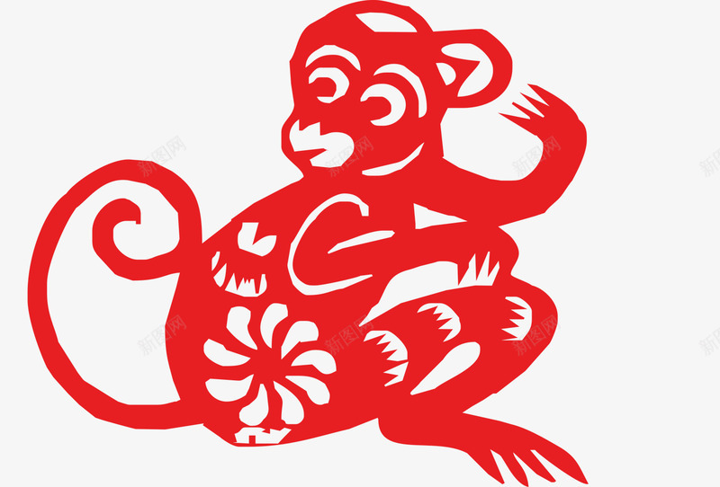 猴子png免抠素材_新图网 https://ixintu.com 剪纸 动物 吉祥物 新年 猴 猴子 猴年 生肖 窗花