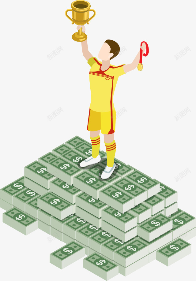 金钱上的获奖人物png免抠素材_新图网 https://ixintu.com 人物 奖杯 运动员 金钱 颁奖