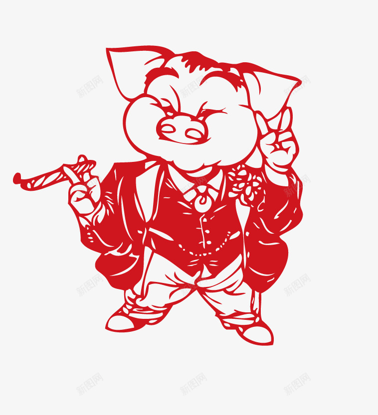 生肖猪png免抠素材_新图网 https://ixintu.com 中国风 剪纸 生肖猪