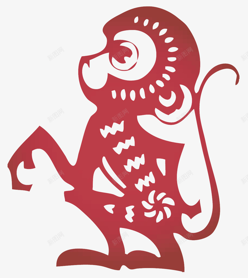 中国古典卡通生肖png免抠素材_新图网 https://ixintu.com 中国古典剪纸 中国古典卡通生肖属相 剪纸 属相 猴子