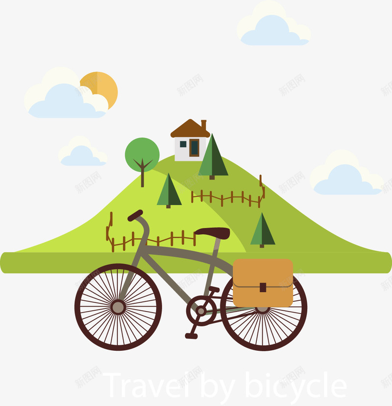 旅游扁平化旅行png免抠素材_新图网 https://ixintu.com 交通工具 低碳 公文包 单车 扁平化 旅游 旅游素材 旅行 环保 绿化 自行车 骑行 骑车