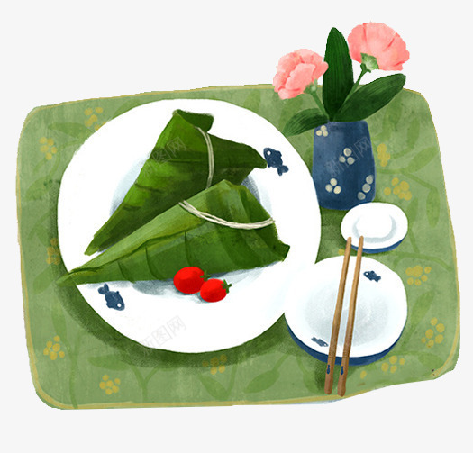 绿色粽子端午节卡通插画png免抠素材_新图网 https://ixintu.com 传统 卡通插画 端午节 粽子 绿色 美食 节日 食物
