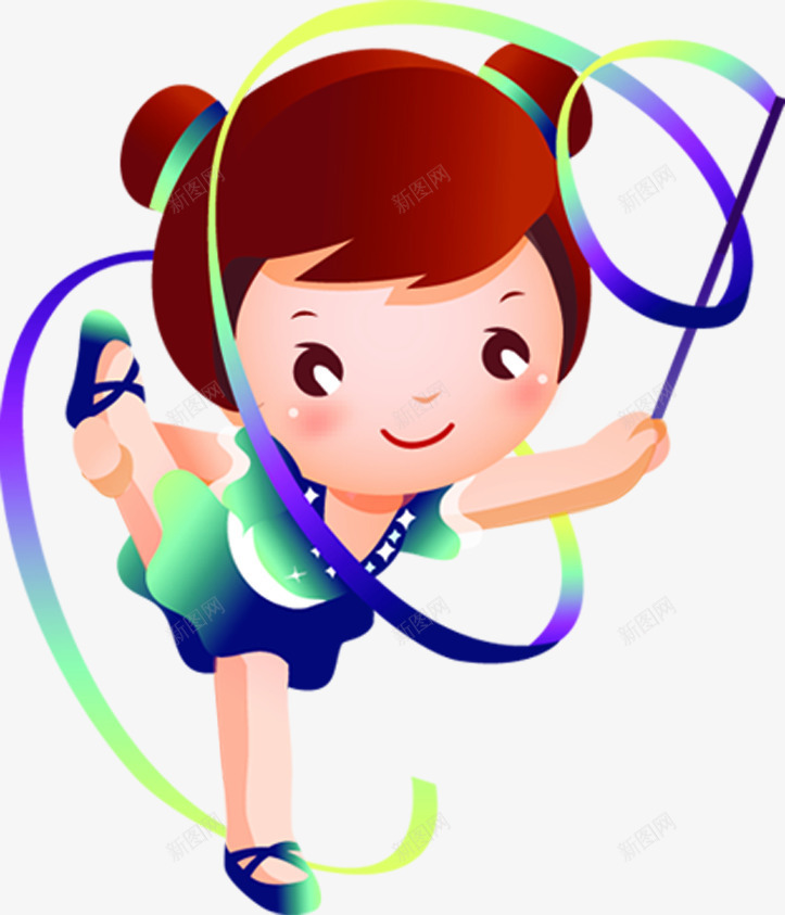 卡通夏日跳舞小女孩png免抠素材_新图网 https://ixintu.com 卡通 夏日 女孩 跳舞